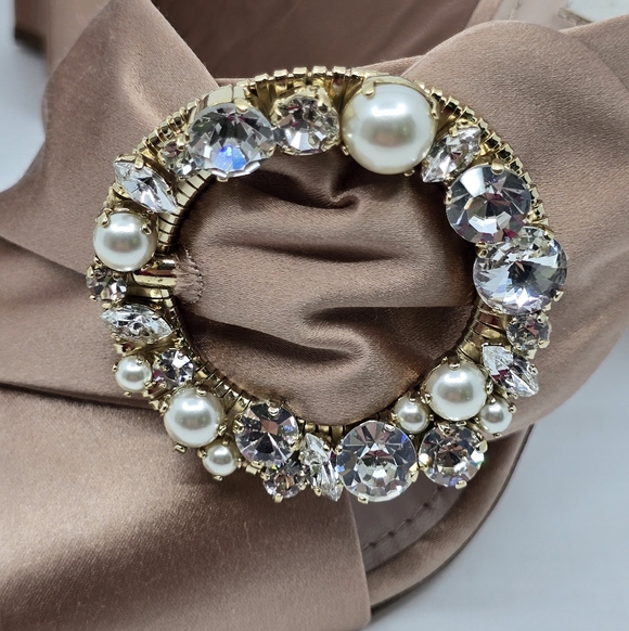 Miu Miu Satin Crystal Rose Mules - Picture 8 of 16